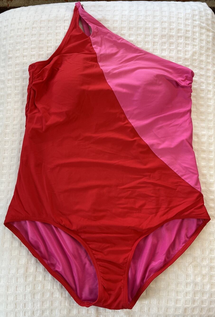 Lands' End Women's Plus 18 One Shoulder Swimwear Tummy Control Swimsuit Classic
